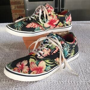 Vans Hawaiian Floral Canvas Shoes Sneakers Womens 7.5 Low Top Skate Vacation
